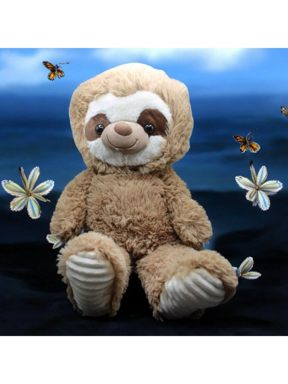 2019  Kellytoy Kelly Toy 20" Stuffed Animal Plush Brown Sloth Quilted Feet